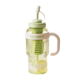 1200ml Lime Green Plastic Travel Mug with Straw and Strainer