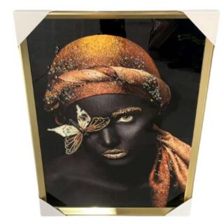 50by70cm BLACK Butterfly African Lady Wall Art