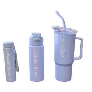 3 Pieces Blue Thermos Cup Travel Flask Mug