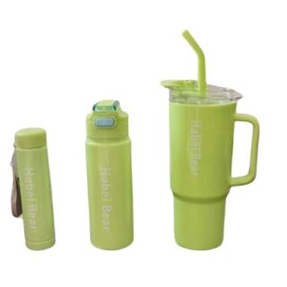 3 Pieces Green Thermos Cup Travel Flask Mug