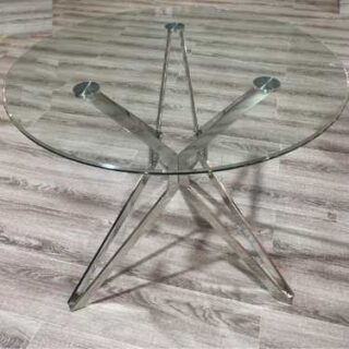 100cm Clear Glass Top Side Table with Silver Legs