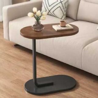 Brown and Black L-Shaped Side Table or Mini Study Desk
