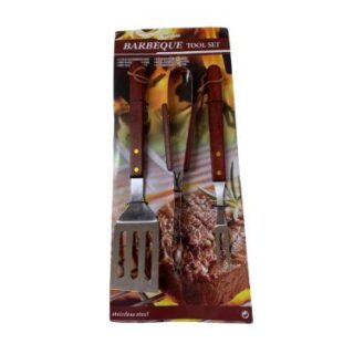 3Piece Braai Utensils - Dark Wood Handle Barbeque Tool Set