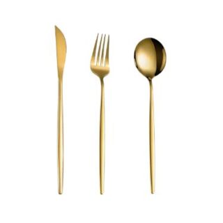 3 Pieces Lavish Gold Cutlery - Spoon Knife and Fork