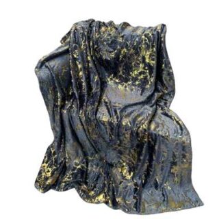 180by200cm Black and Gold Modern Winter Throw