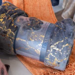 180by200cm Grey and Gold-Modern Winter Throw