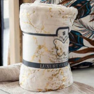 180by200cm White and Gold-Modern Winter Throw