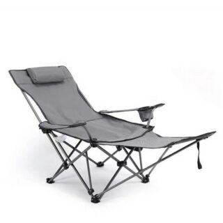 2 In 1 Outdoor Recliner Camping Chair with Footrest