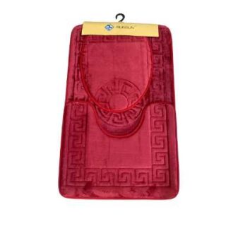 3Pieces Red Bathroom Mat Set