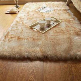 120by180cm Brown & White Fluffy Fur Seat Cover Mat- High Quality Rug Carpet