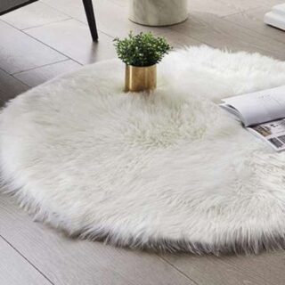 50cm White Round Fluffy Fur  Baby Room Carpet - Luxurious Mat