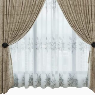 Taped Curtains with Embroidery White Lace - 2.7x2.4m