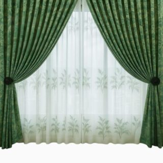 Taped Curtains with Embroidery White Lace - 2.7mx2.4m