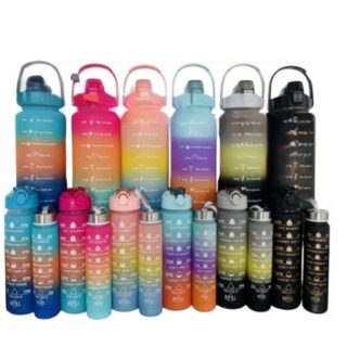  Ombre 3 Piece Motivational Water Bottles 2000ml, 900ml, 500ml Elroy