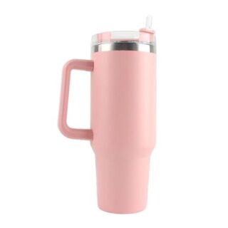 1200ml Pink Travel Mug Stainless Steel Vacuum Flask with Straw