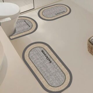 3-Piece Quick Drying 3D Rubber Toilet Bathroom Non-Slip Mat Set