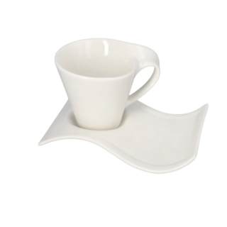 260ML Lavish White Wavy Cup and Saucer